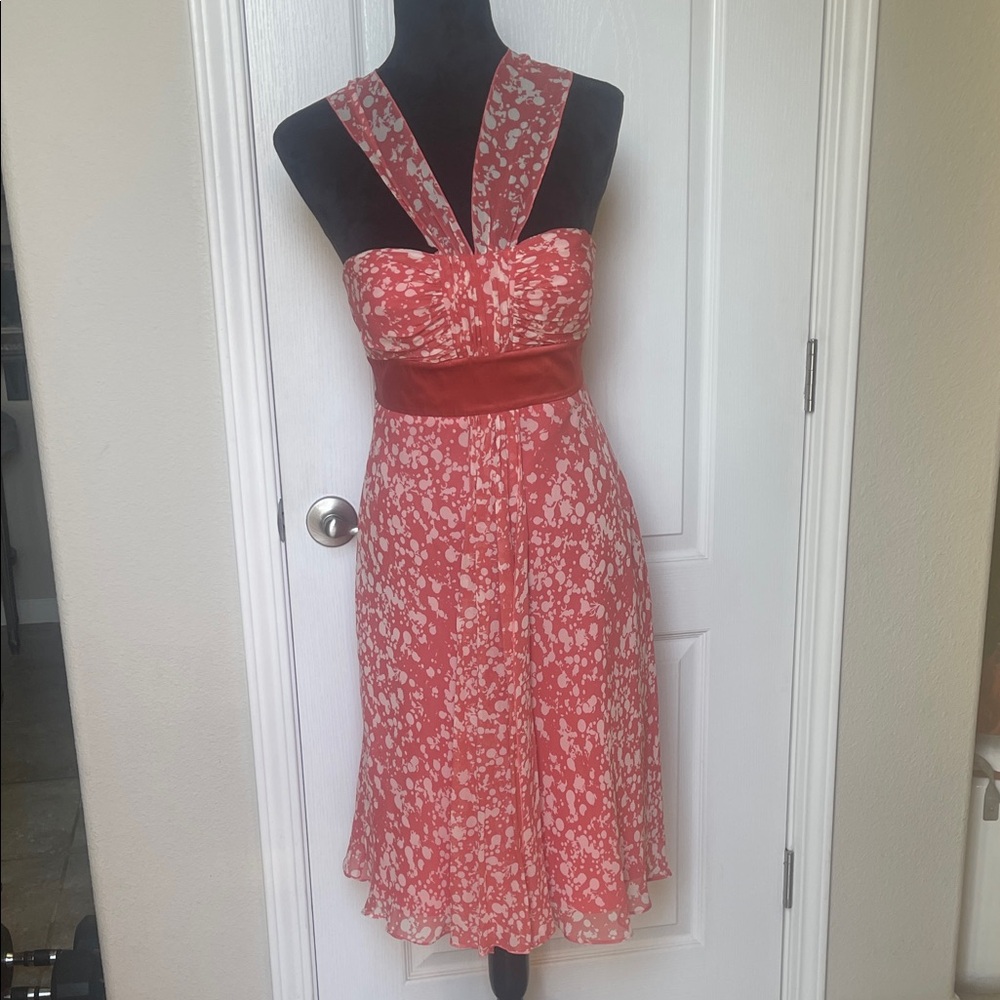 Max and Cleo Elegant Coral and White Floral Women's Dress
